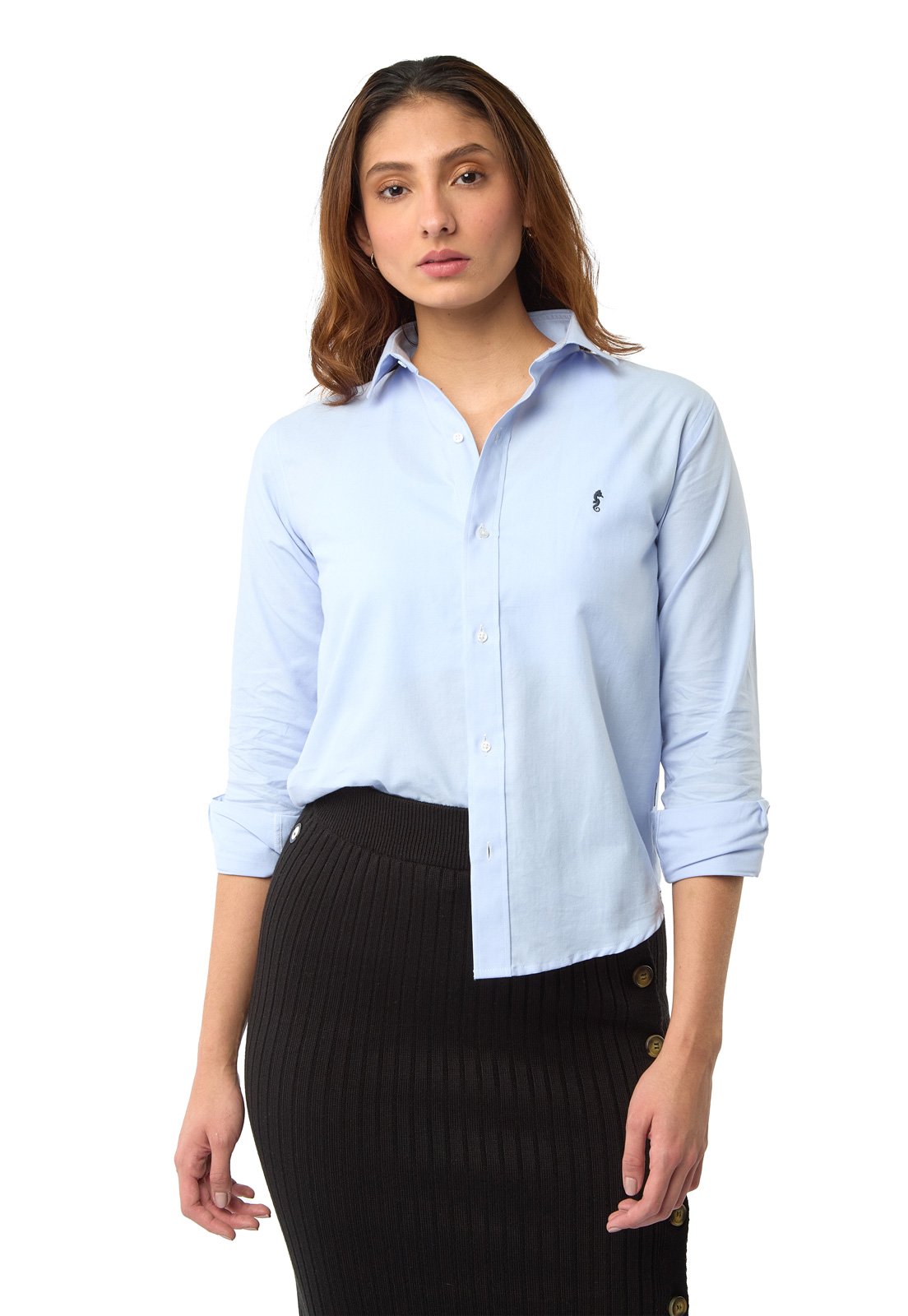 Camisa Mujer Manga Larga Oxford Premium Azul Claro