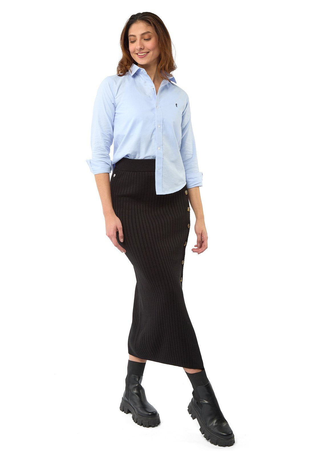 Camisa Mujer Manga Larga Oxford Premium Azul Claro