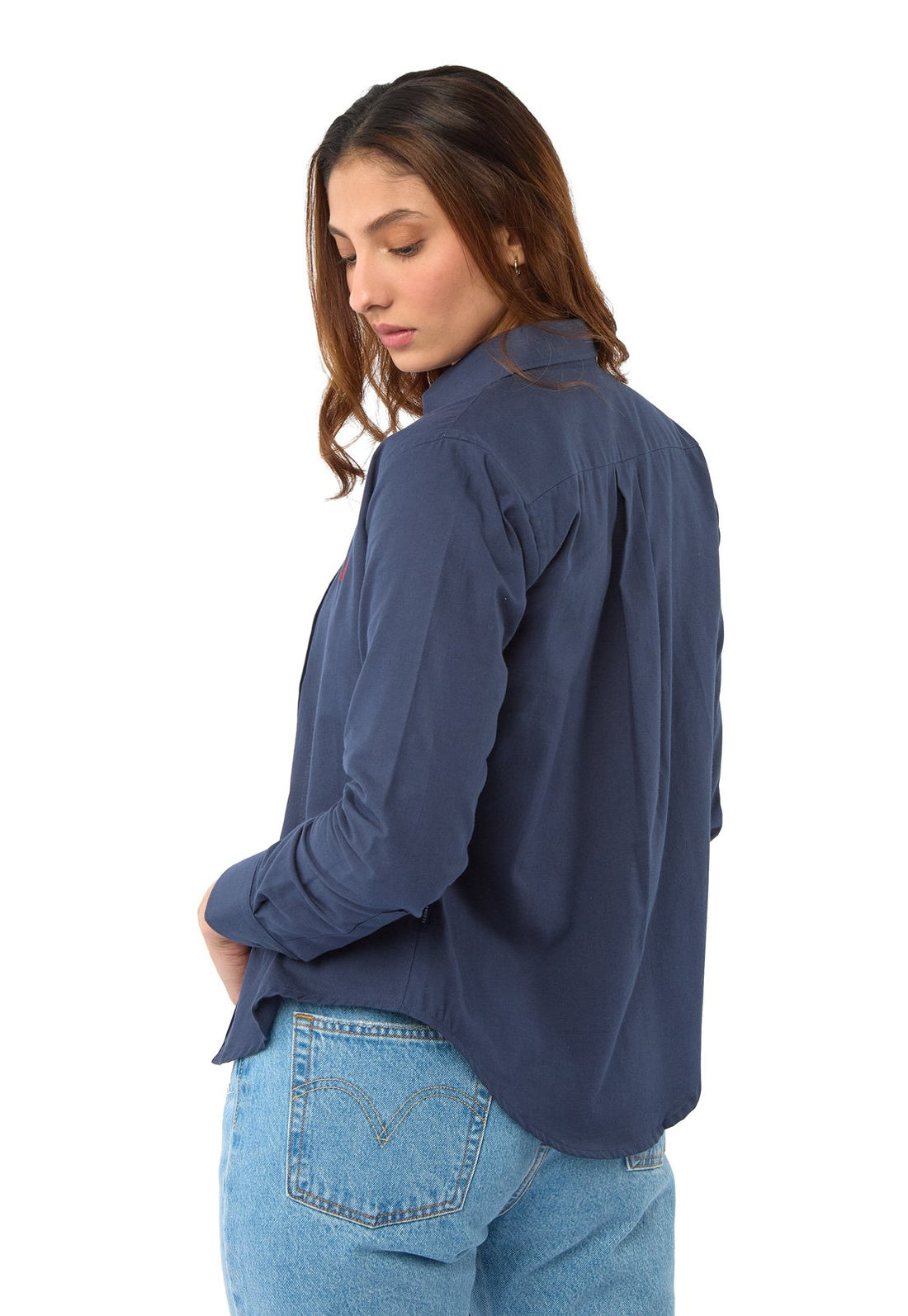 Camisa Mujer Manga Larga Oxford Premium Azul Oscuro