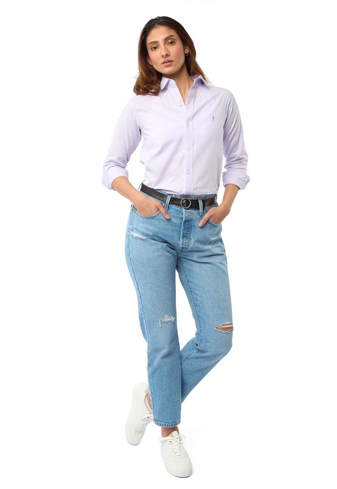 Camisa Mujer Manga Larga Oxford Premium Lila