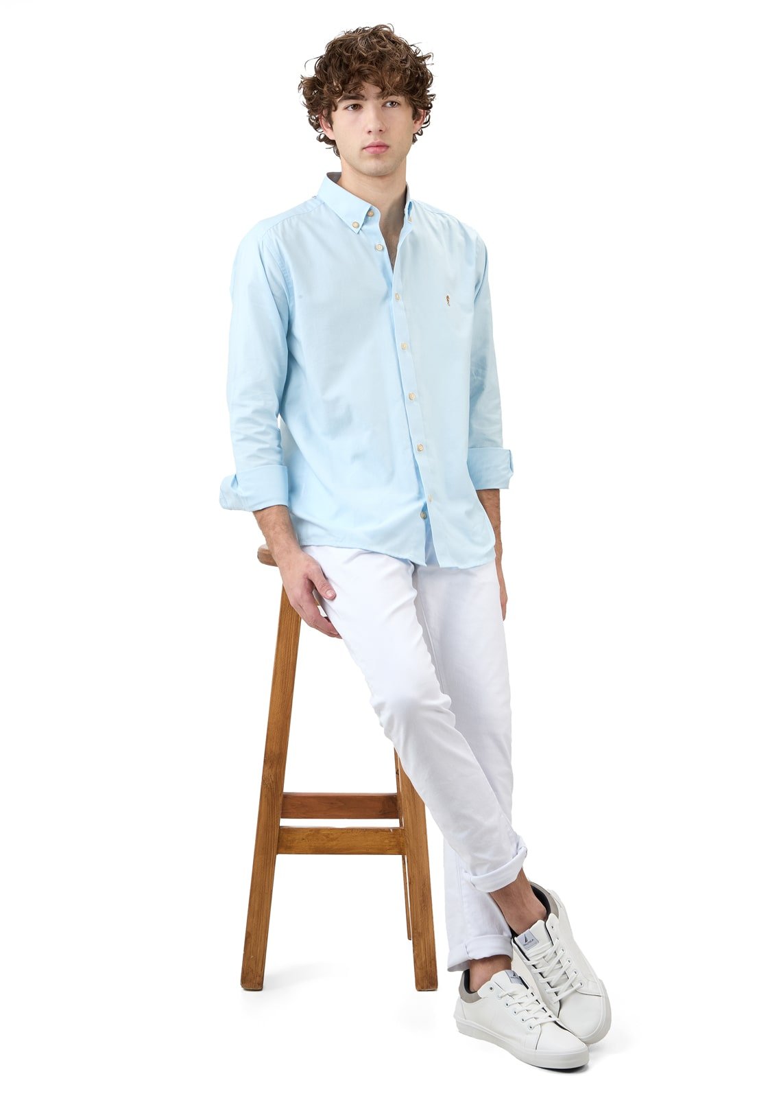 Camisa Manga Larga Oxford Premium Azul Aguamarina
