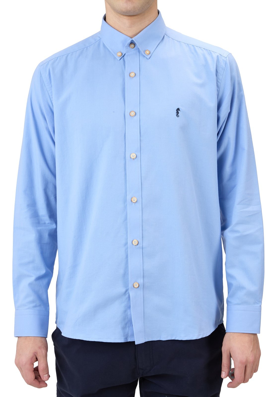 Camisa Manga Larga Oxford Premium Azul Celeste