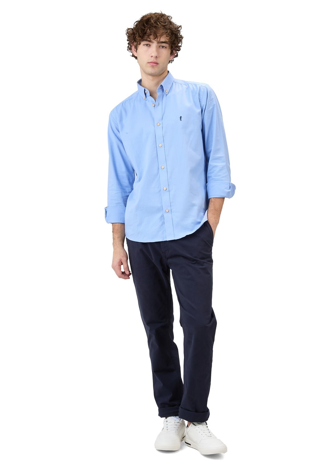 Camisa Manga Larga Oxford Premium Azul Celeste