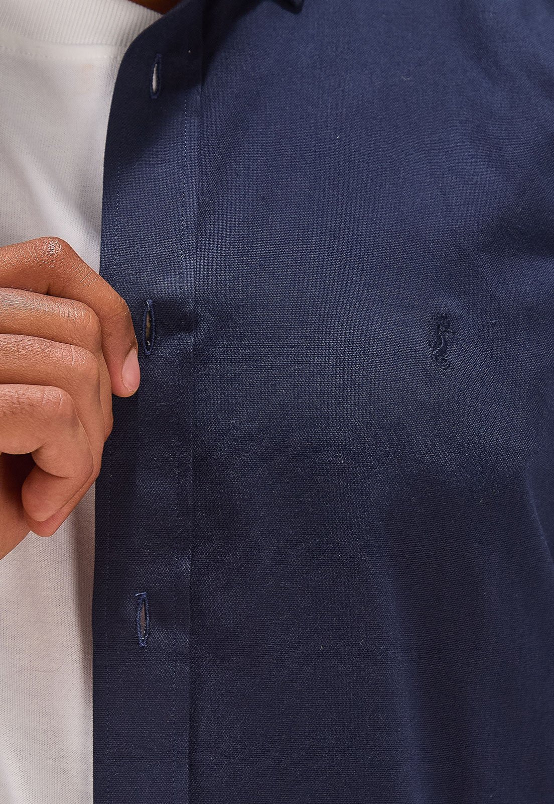 Camisa Manga Corta Oxford Premium Azul Oscuro