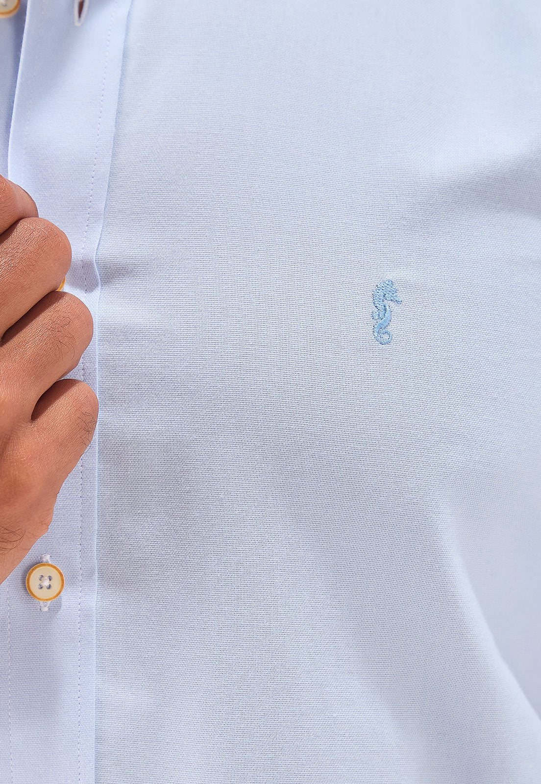 Camisa Manga Corta Oxford Premium Azul Claro