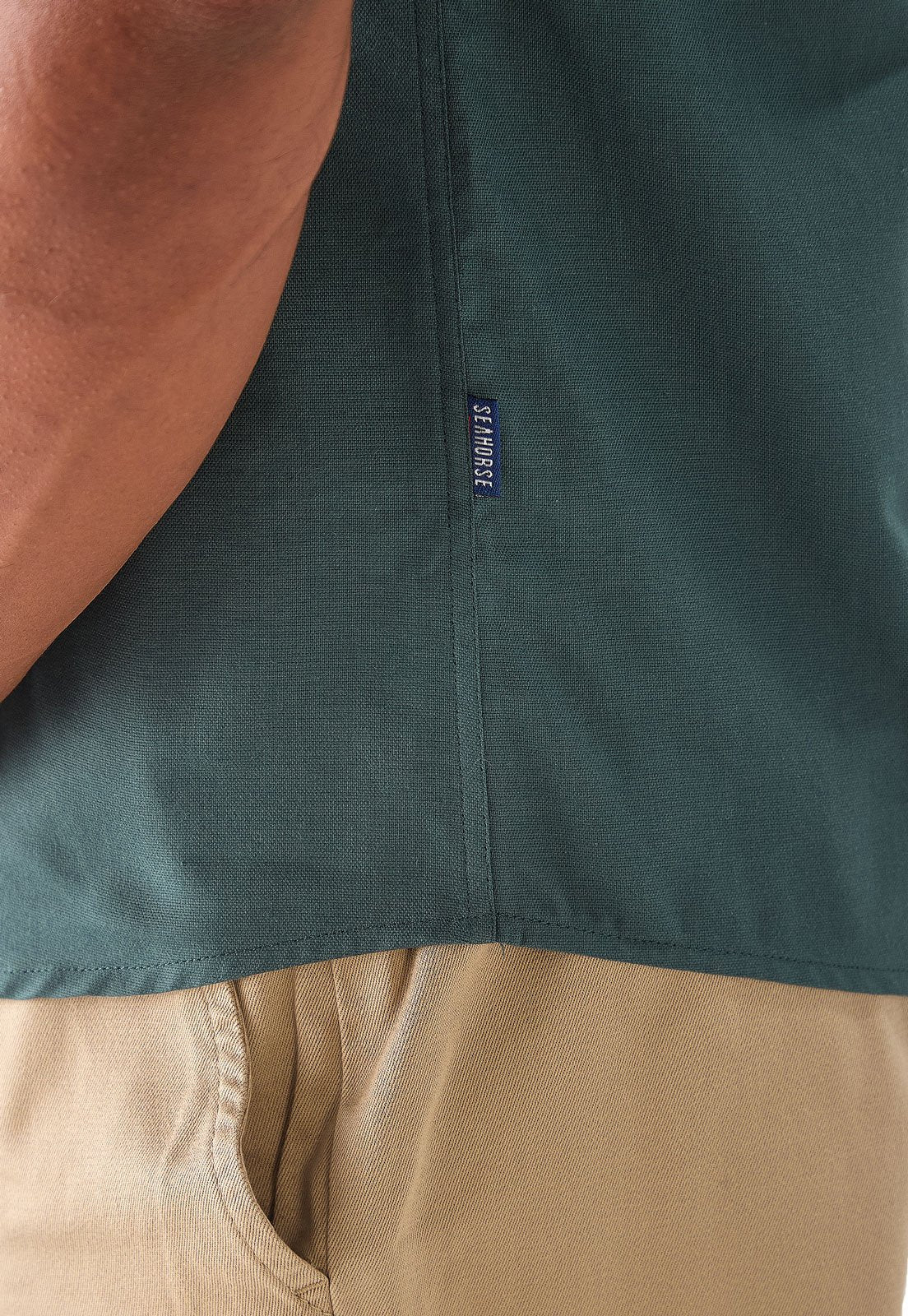 Camisa Manga Corta Oxford Premium Verde Oscuro