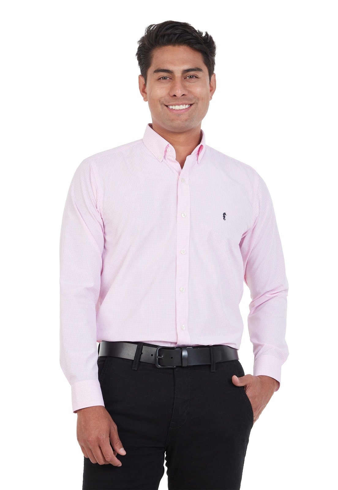 Camisa Manga Larga Cuadros Rosada
