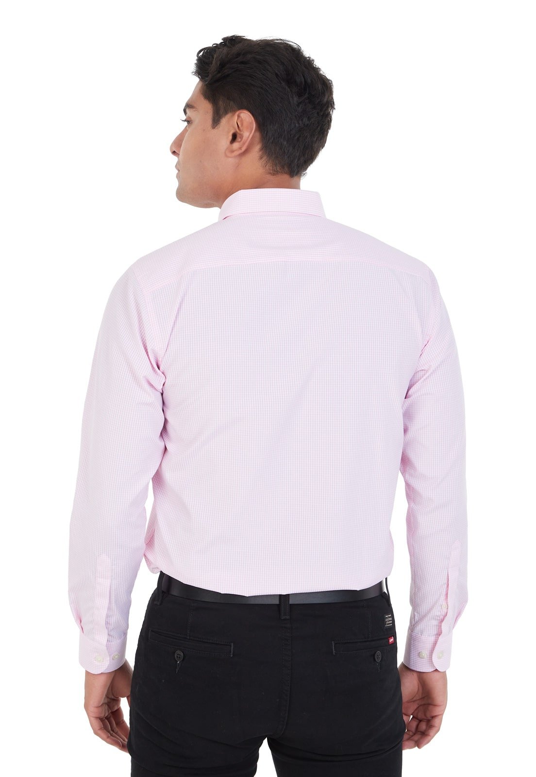 Camisa Manga Larga Cuadros Rosada