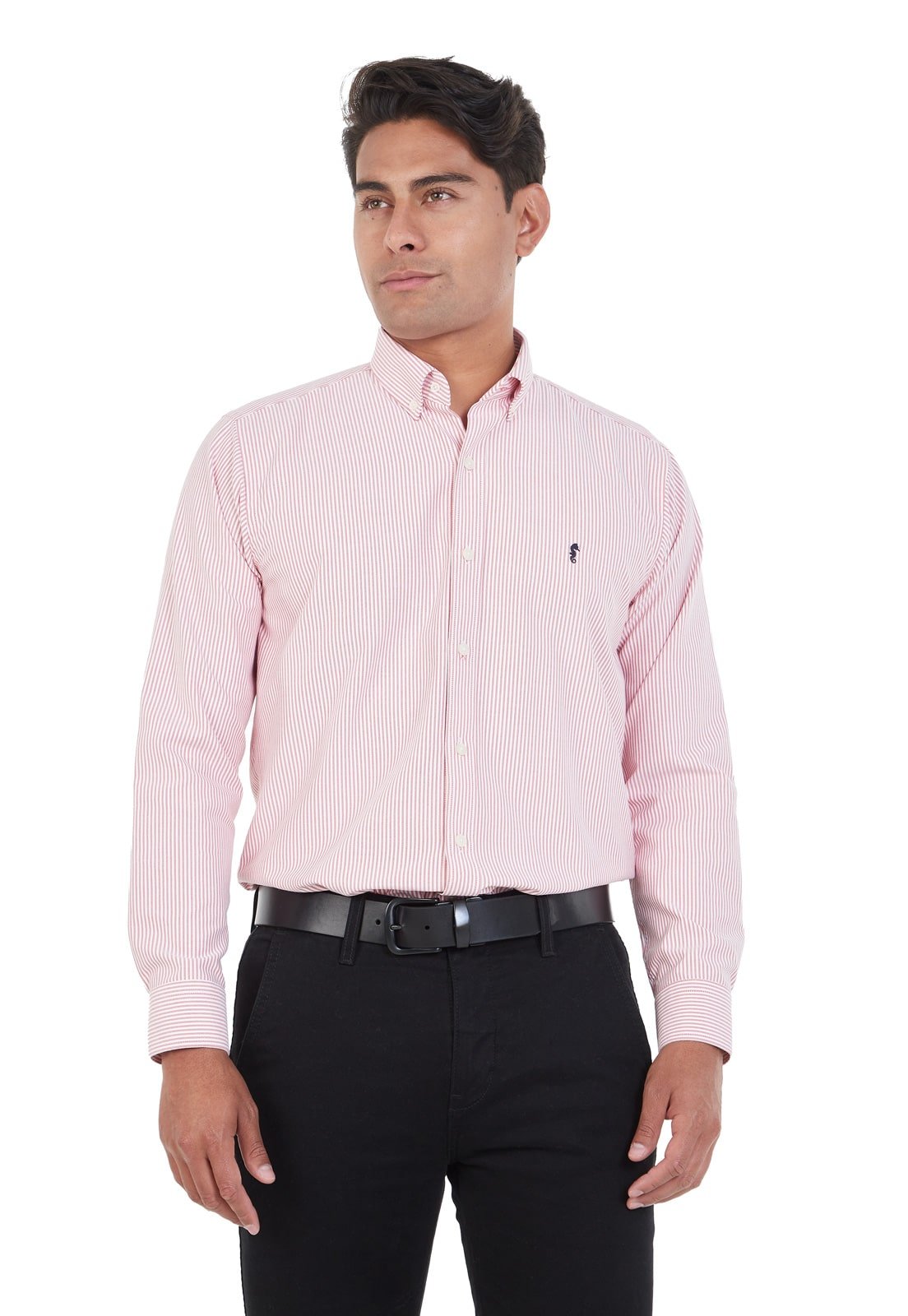 Camisa Manga Larga Oxford Rayas Rojas