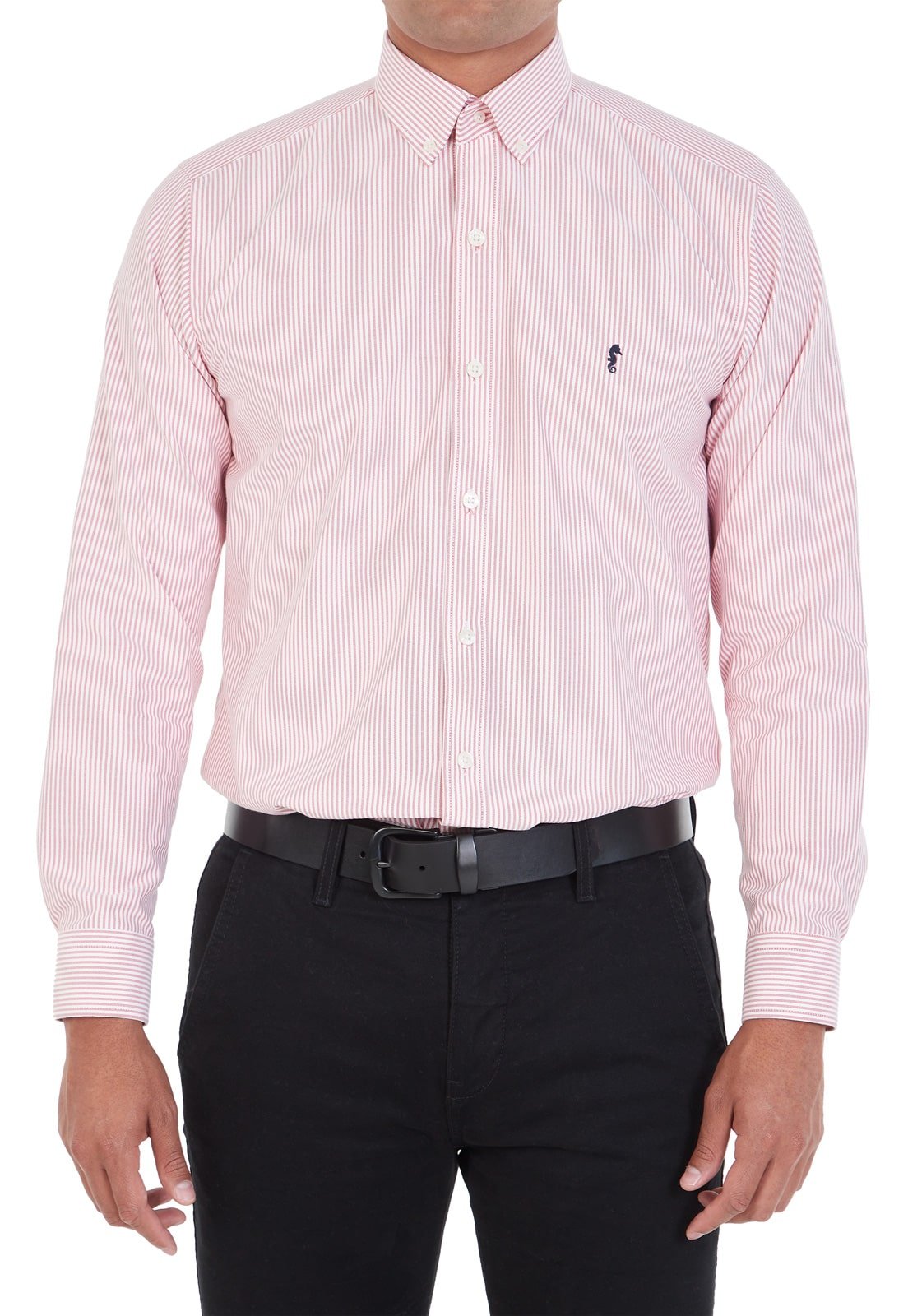 Camisa Manga Larga Oxford Rayas Rojas