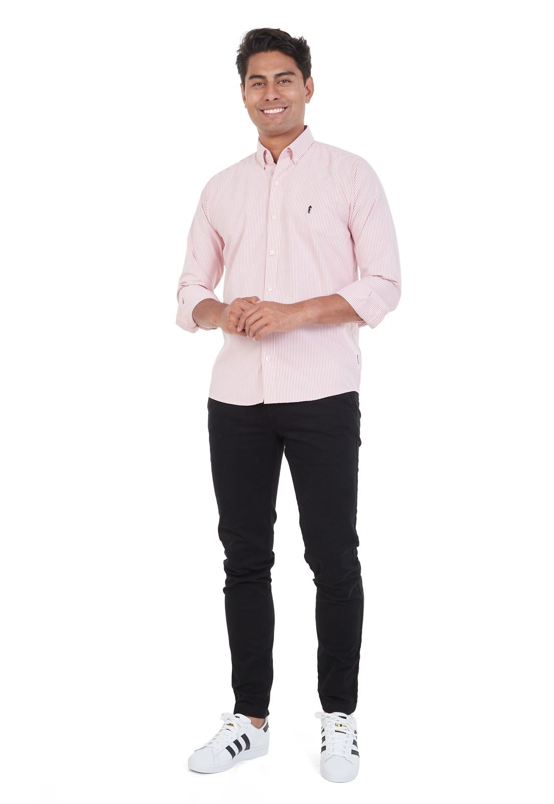 Camisa Manga Larga Oxford Rayas Rojas