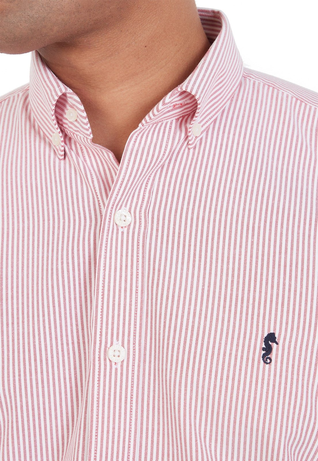 Camisa Manga Larga Oxford Rayas Rojas