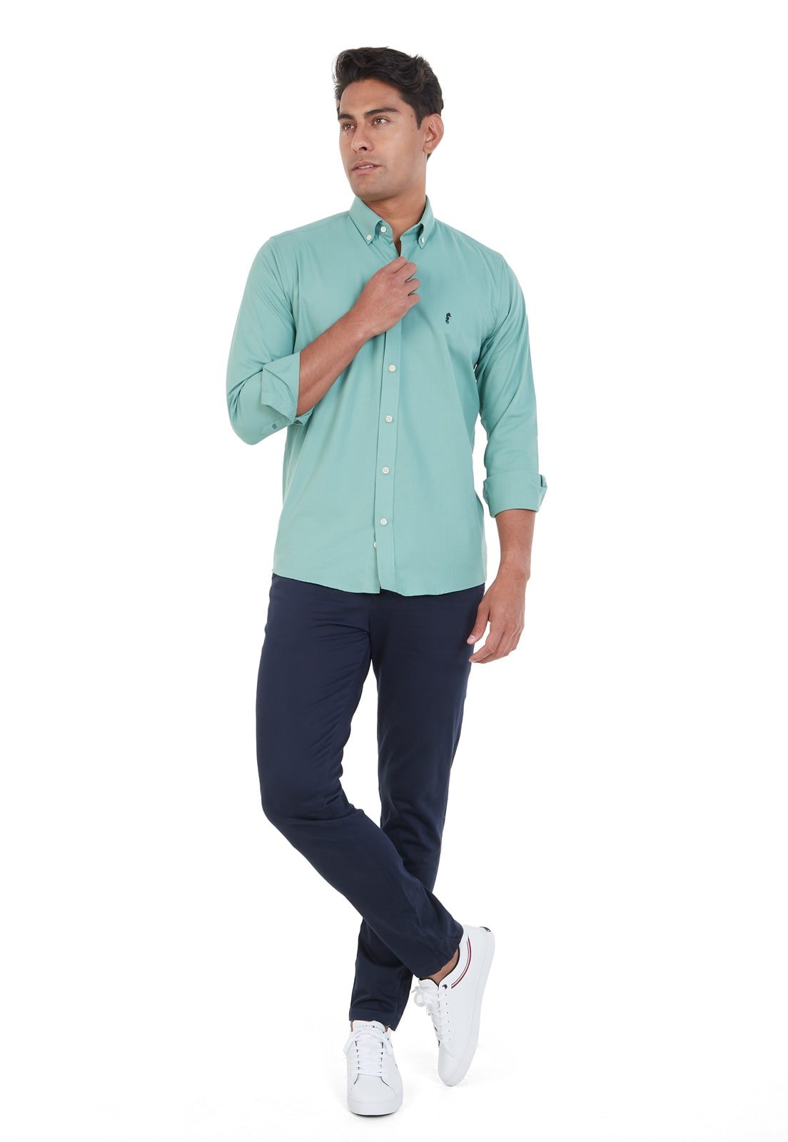 Camisa Manga Larga Oxford Premium Verde Oliva