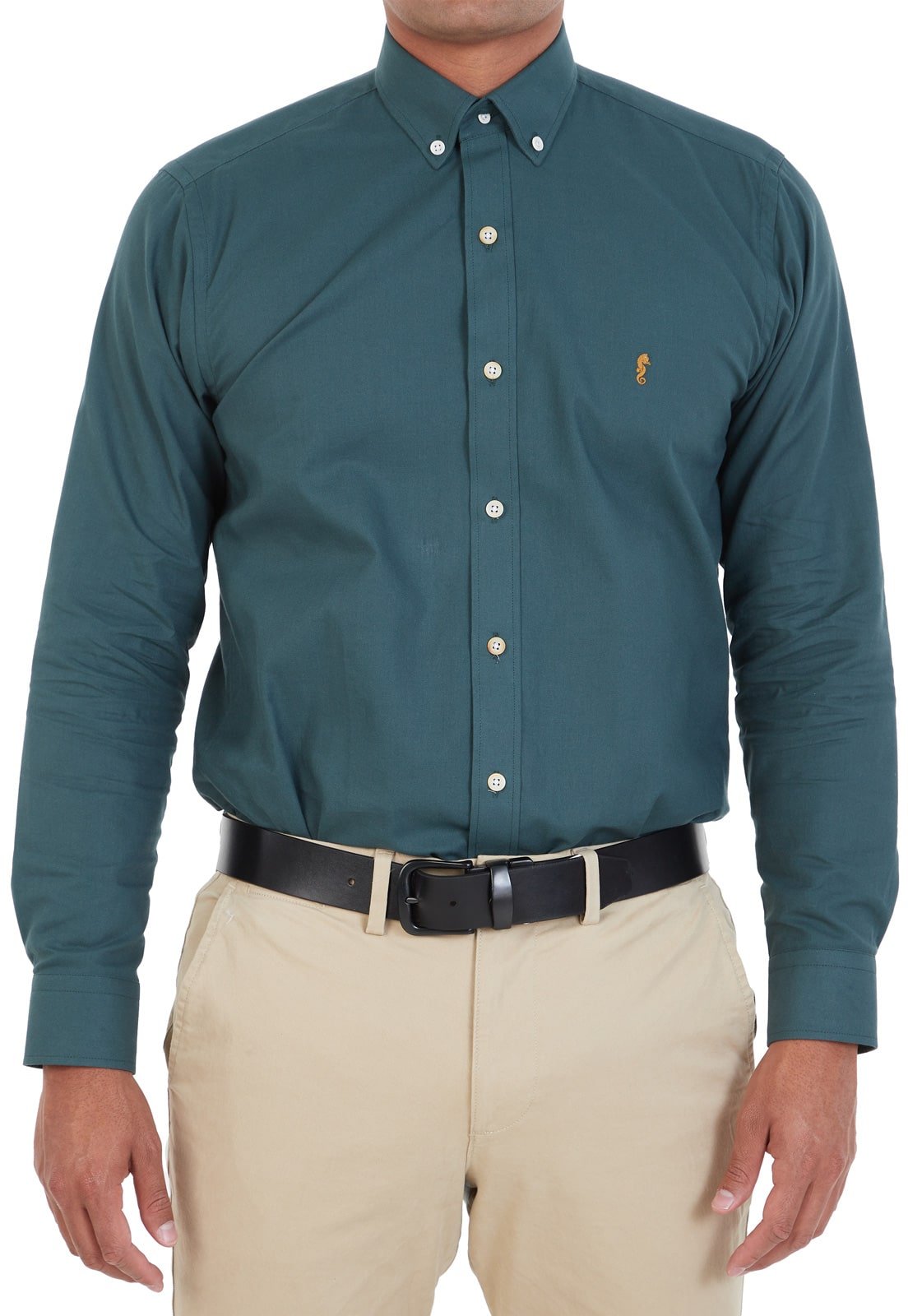 Camisa Manga Larga Oxford Premium Verde Oscuro