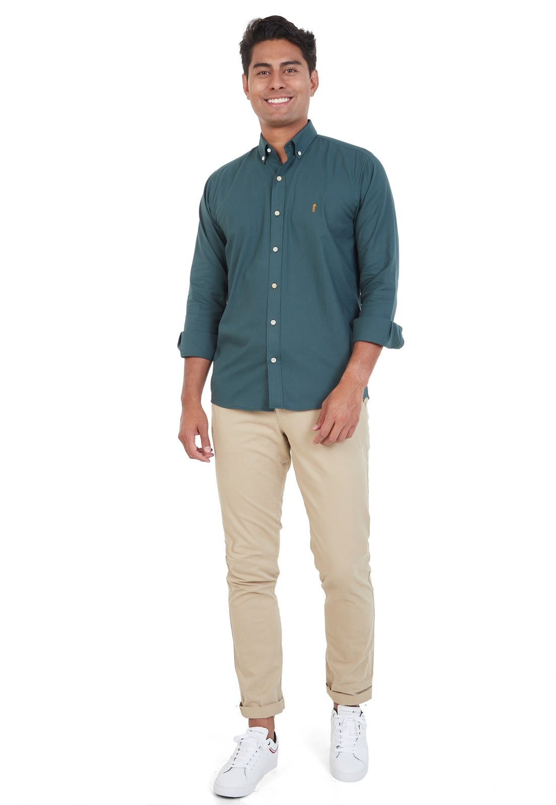Camisa Manga Larga Oxford Premium Verde Oscuro