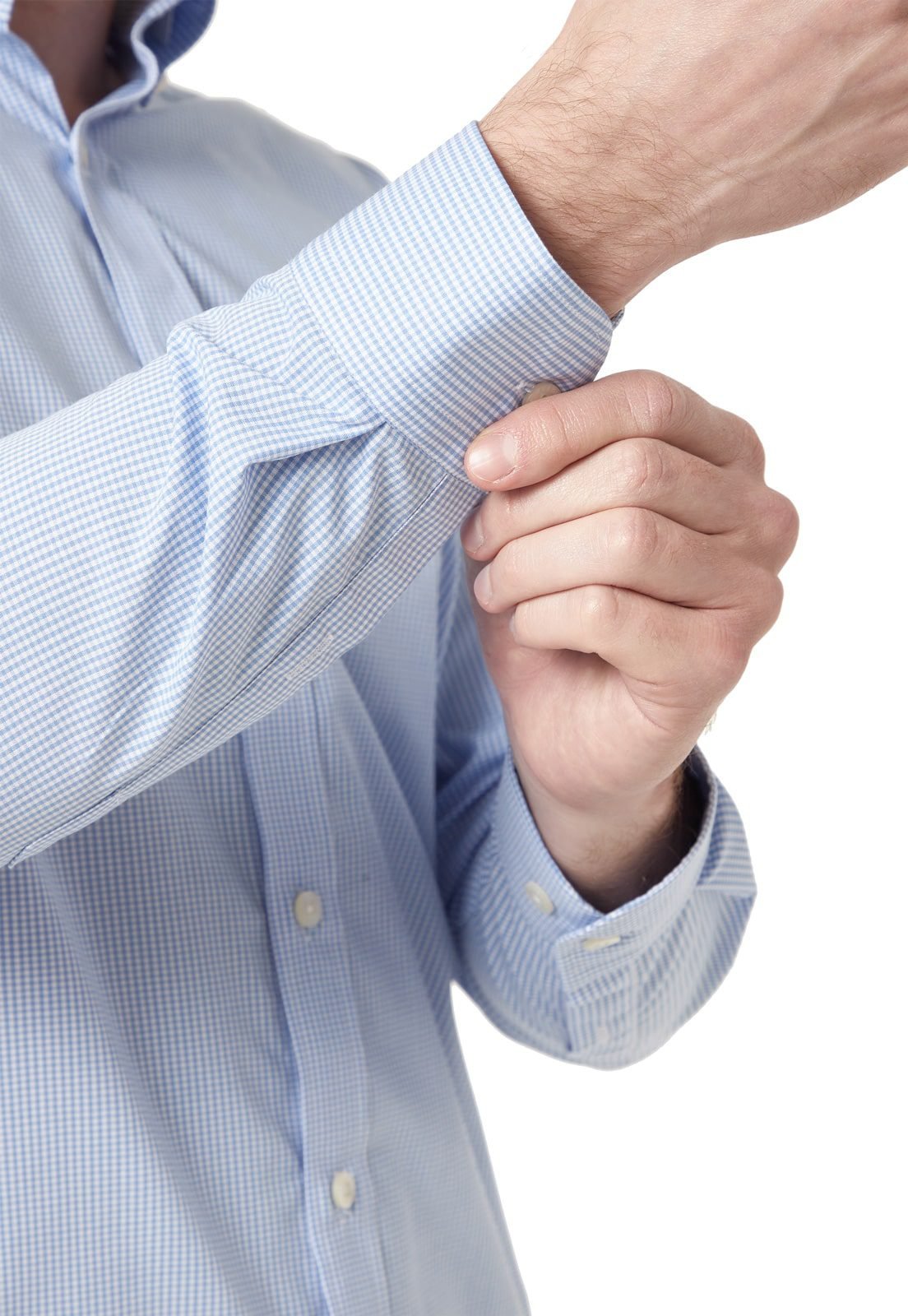 Camisa Manga Larga Cuadros Azul Claro