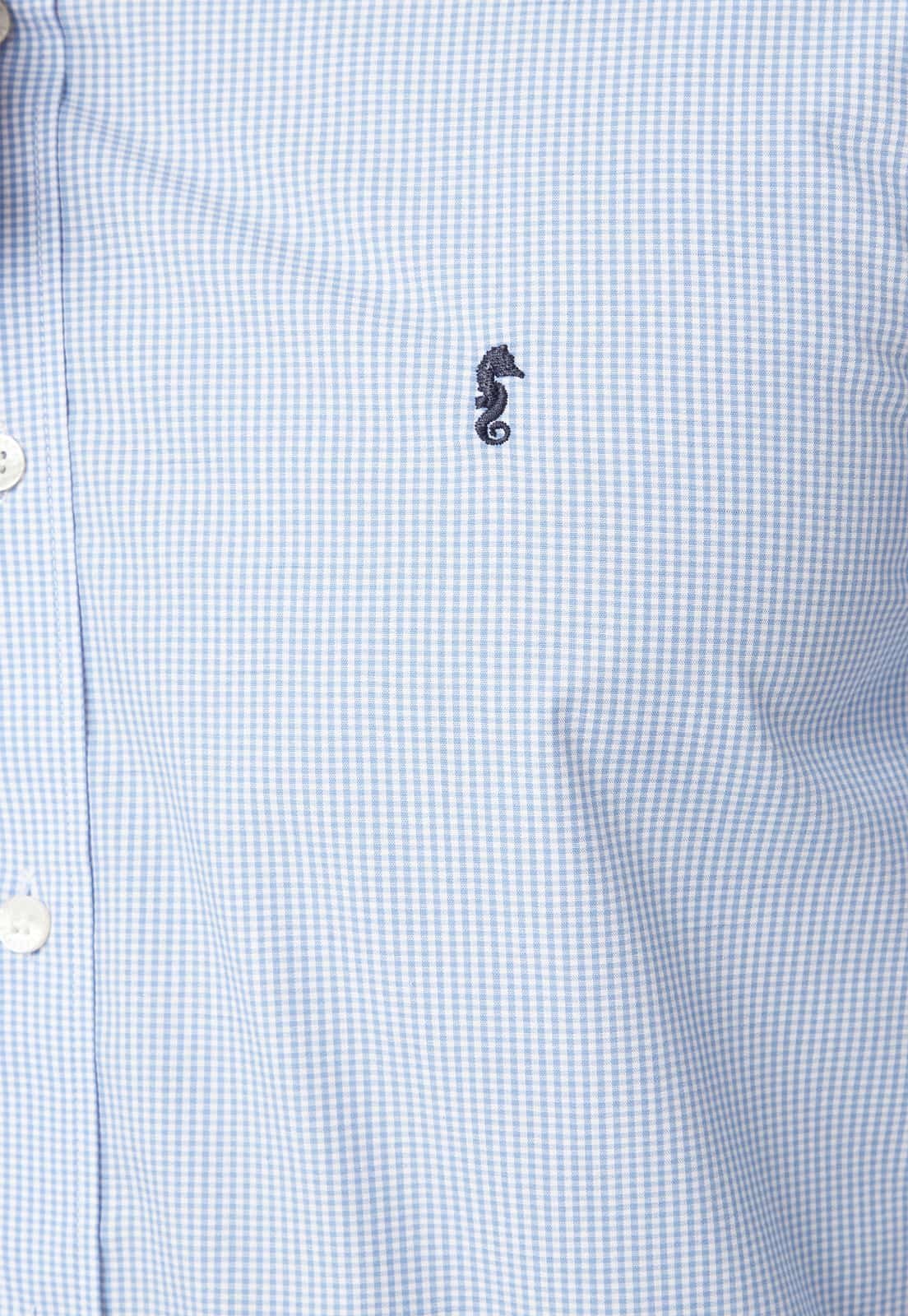 Camisa Manga Larga Cuadros Azul Claro