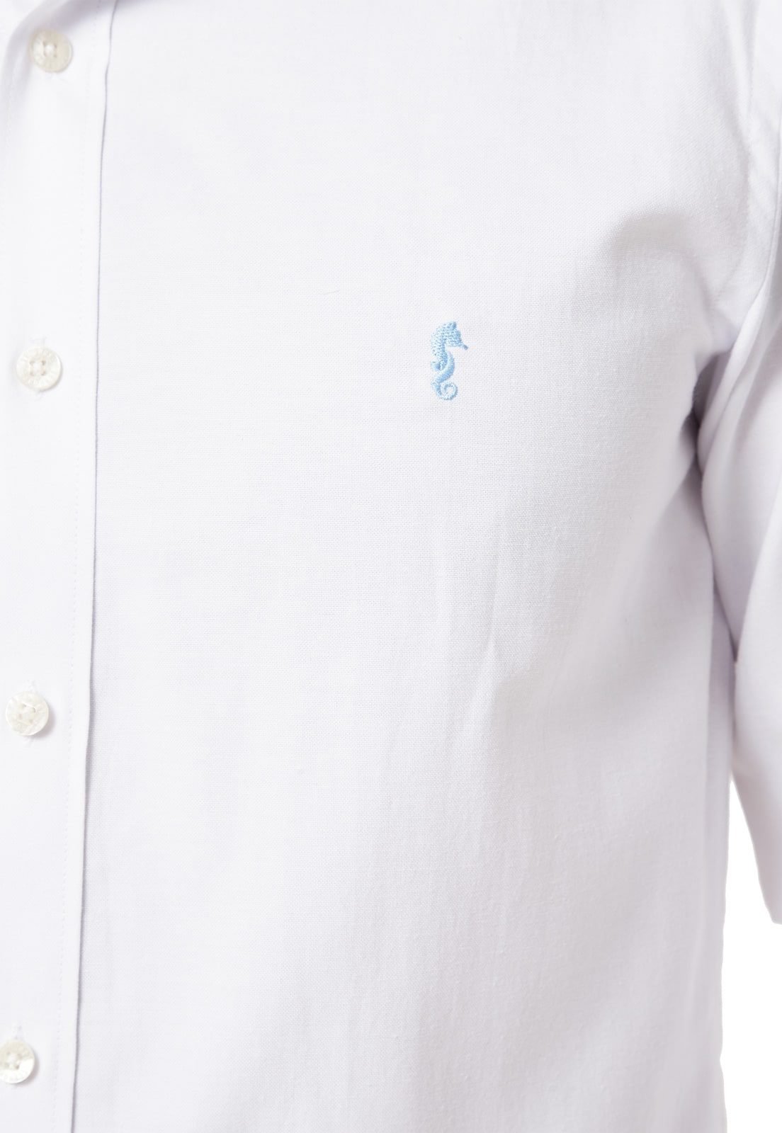 Camisa Manga Larga Oxford Premium Blanca contraste en cuello