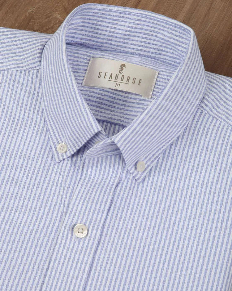 Camisa Manga Larga Oxford Rayas Azul Claro