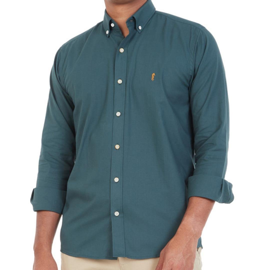 Camisa Manga Larga Oxford Premium Verde Oscuro