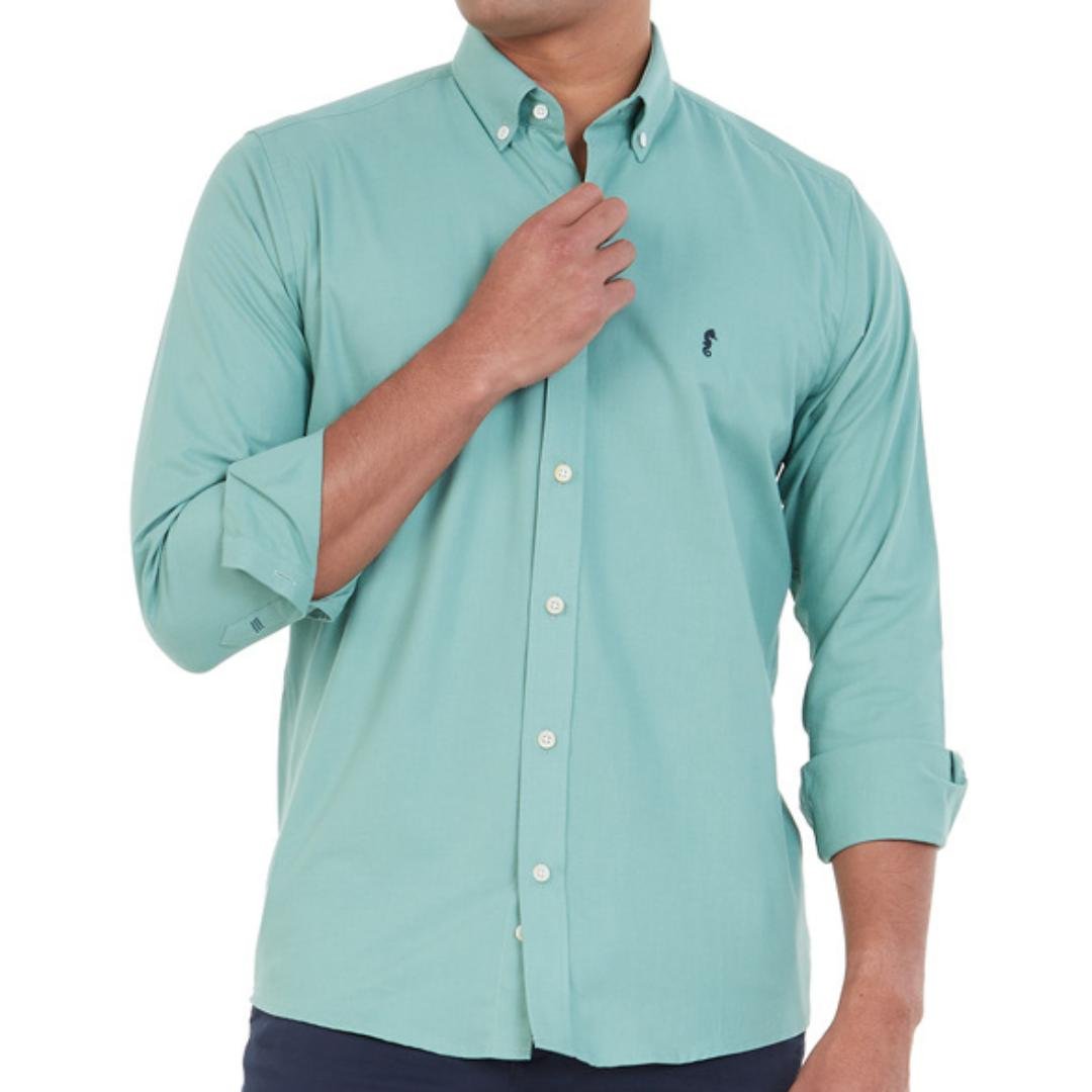 Camisa Manga Larga Oxford Premium Verde Oliva