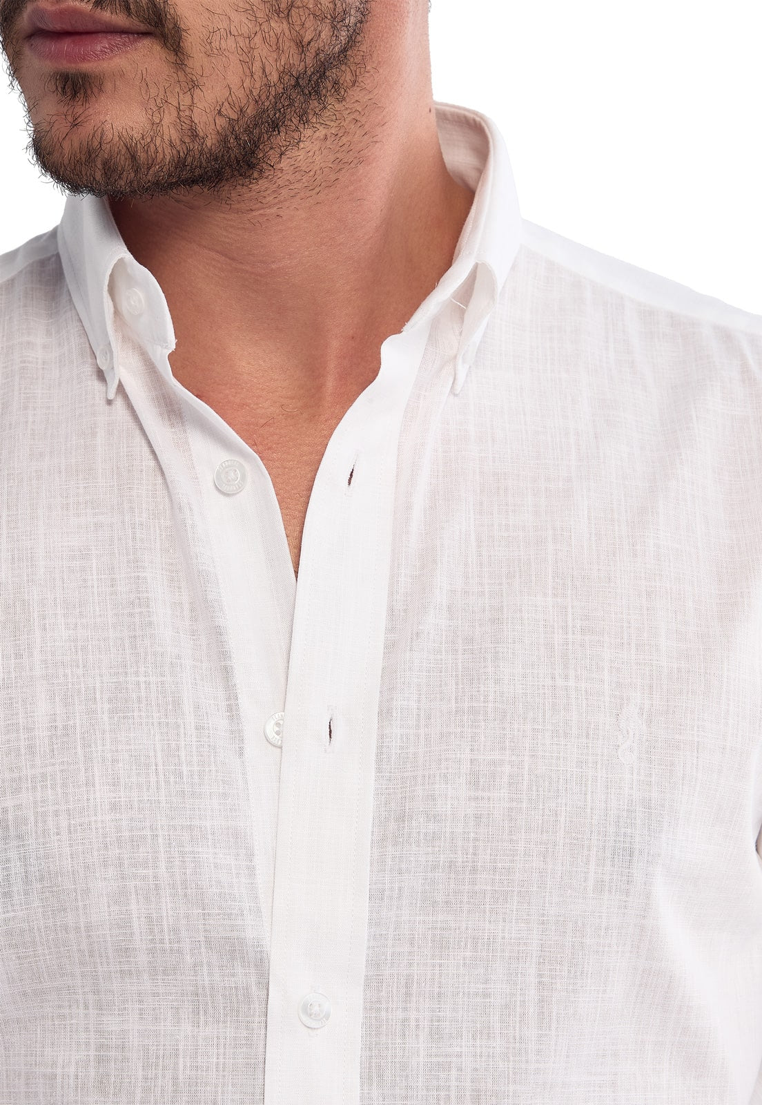 Camisa Manga Larga 100% Algodón tipo Lino Blanca