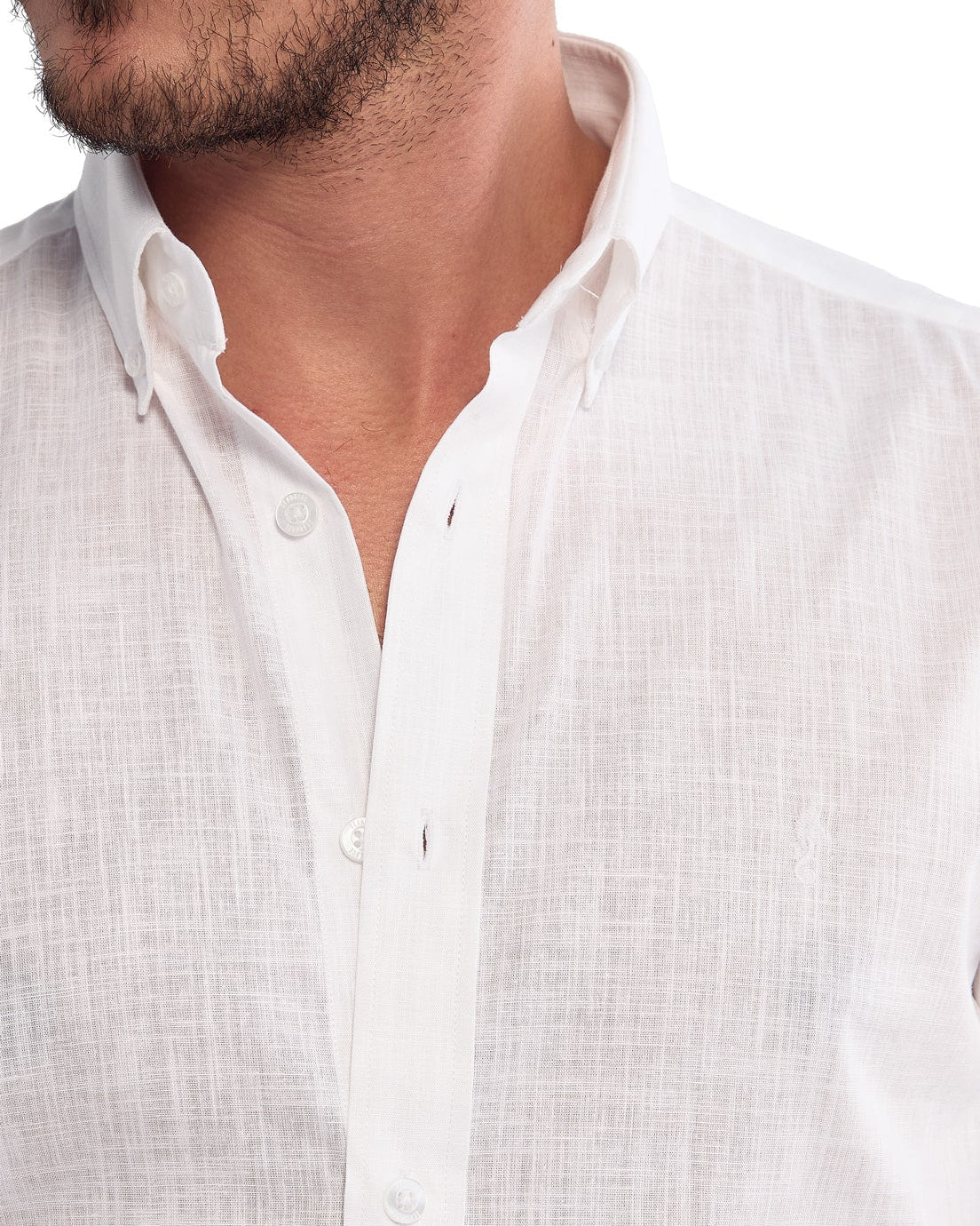 Camisa Manga Larga 100% Algodón tipo Lino Blanca