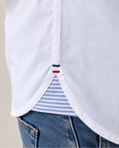 Camisa 100% Algodón Manga Larga Mini Oxford Blanca