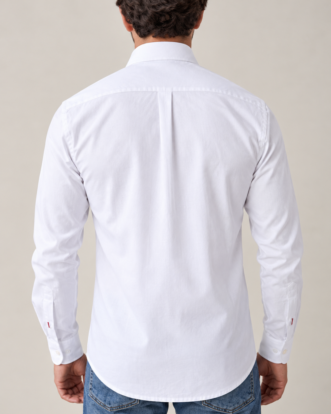 Camisa 100% Algodón Manga Larga Mini Oxford Blanca