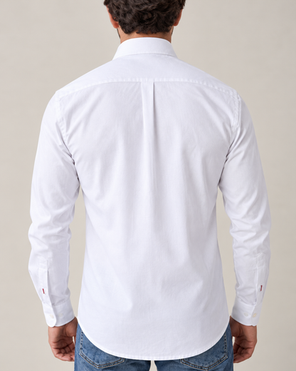 Camisa 100% Algodón Manga Larga Mini Oxford Blanca