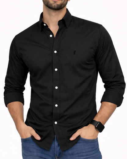 Camisa Berlin Manga Larga Negra