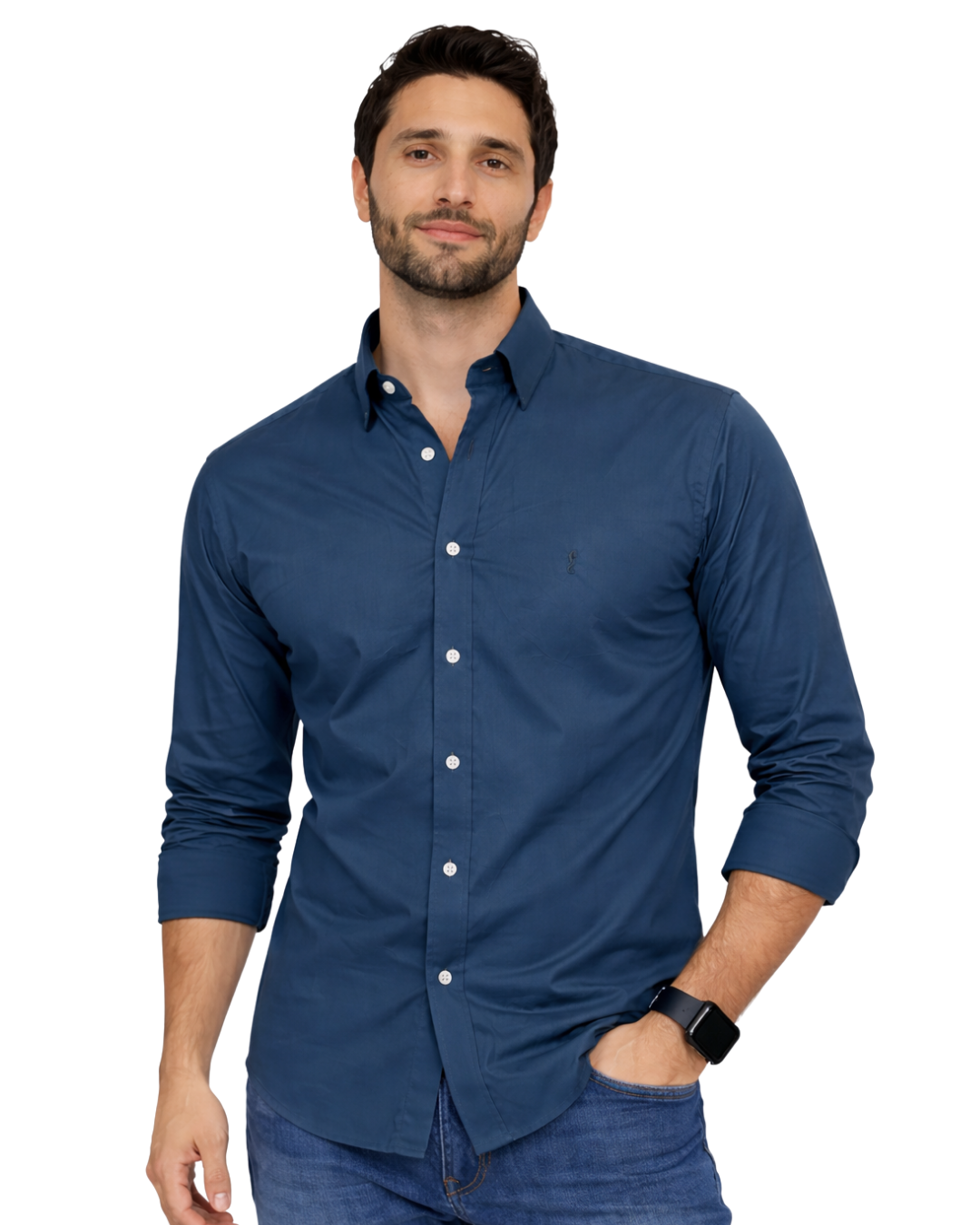 Camisa Berlin Manga Larga Azul Profundo