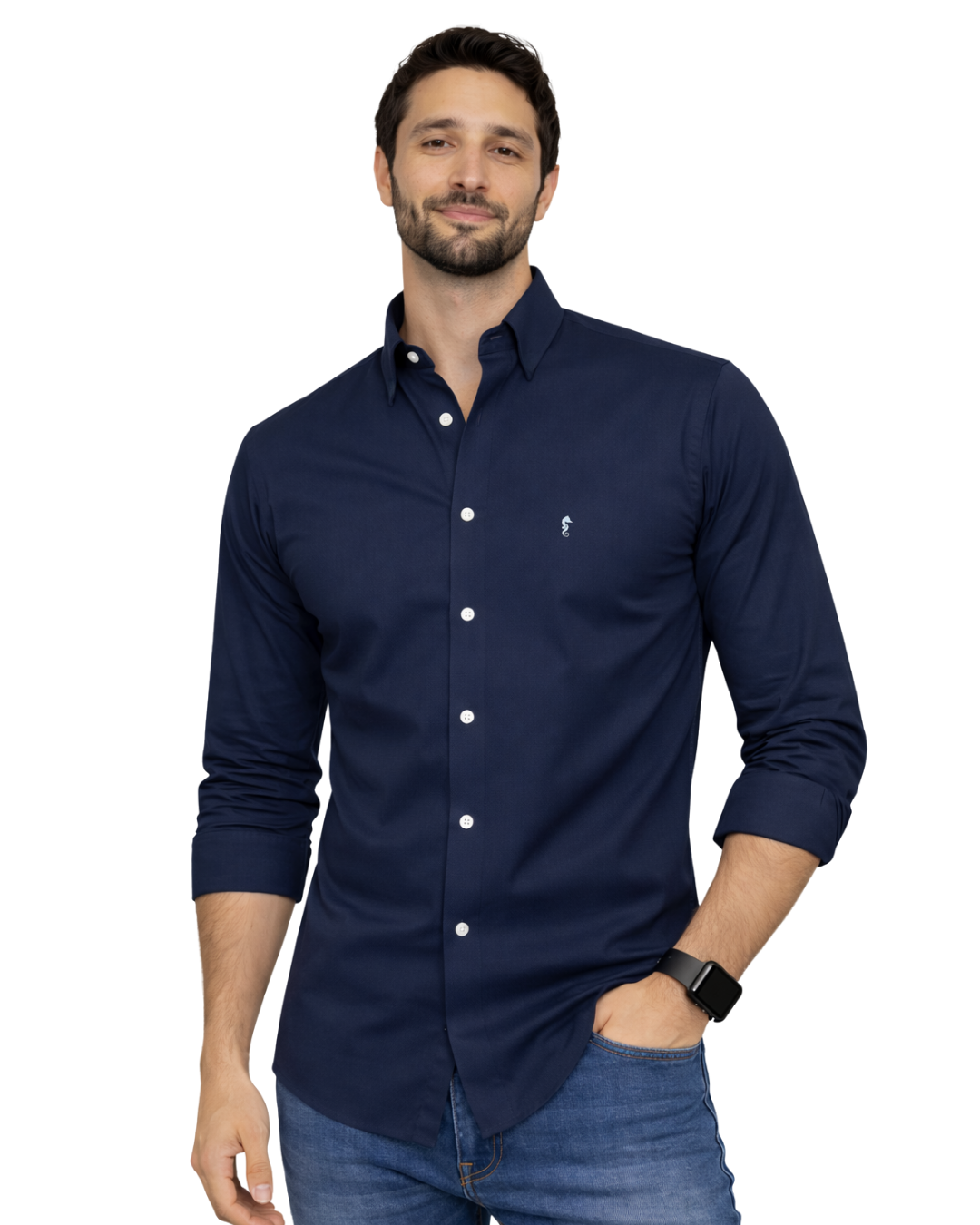 Camisa Pima Peruano Azul Oscuro