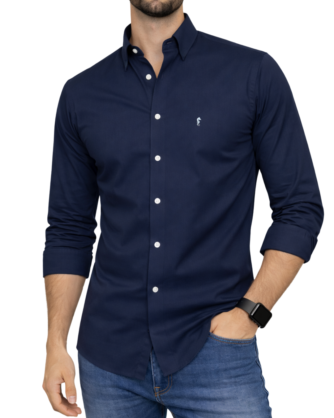 Camisa Pima Peruano Azul Oscuro