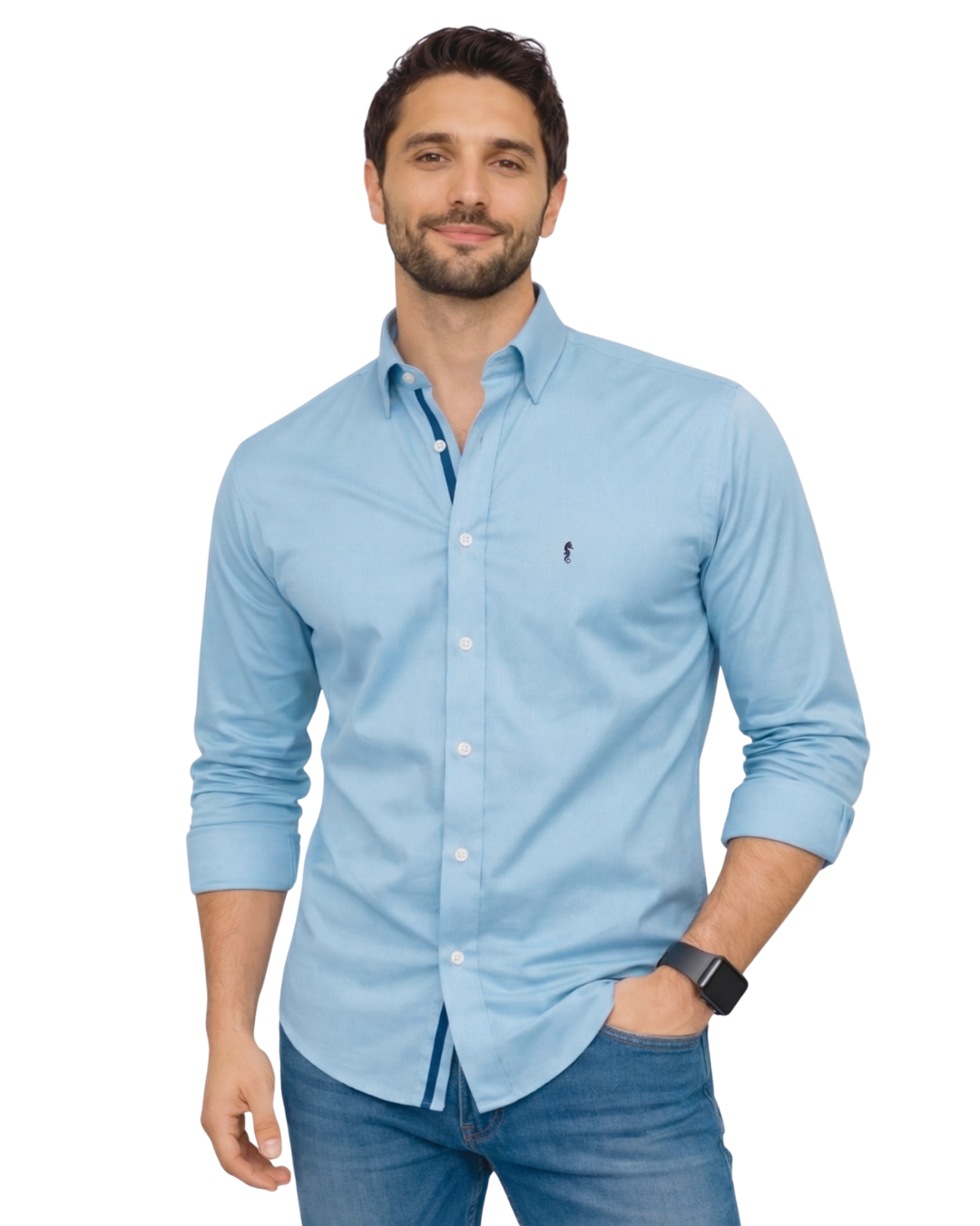 Camisa Berlin Manga Larga Azul Claro