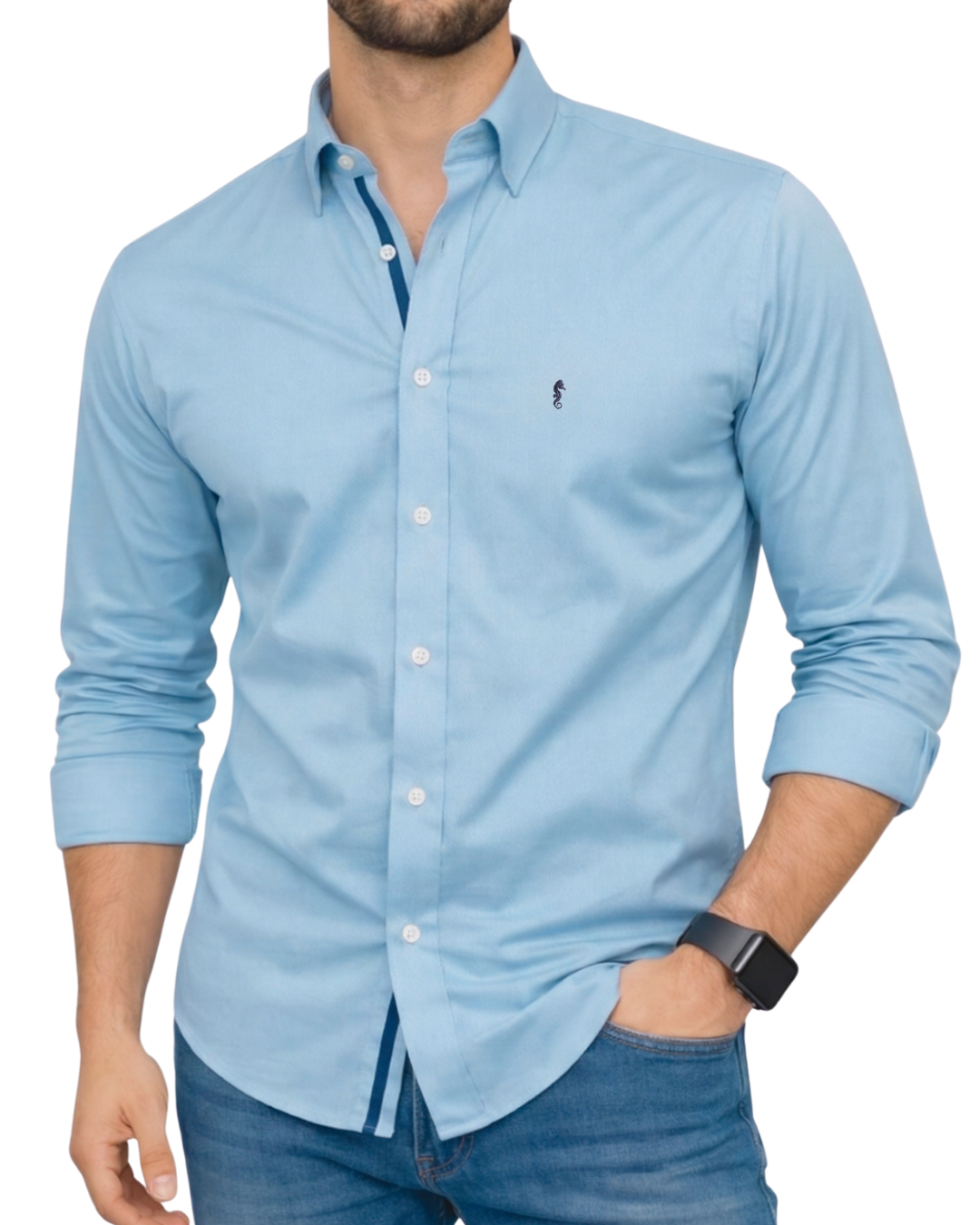 Camisa Berlin Manga Larga Azul Claro