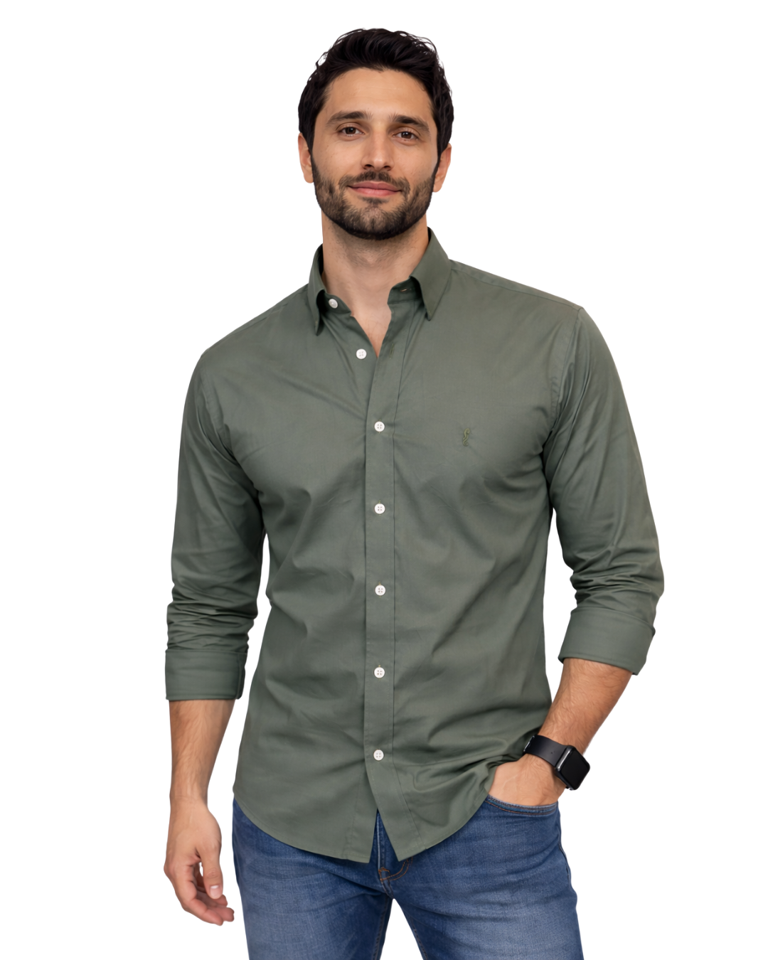 Camisa Berlin Manga Larga Verde Aceituna