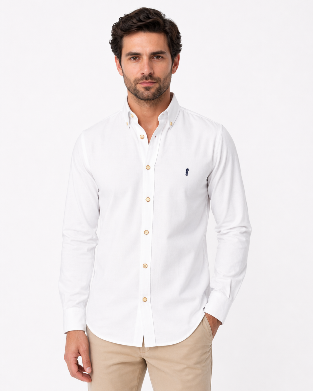 Camisa Manga Larga Oxford Premium Blanca