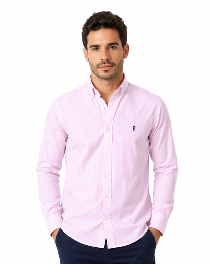 Camisa Manga Larga Cuadros Rosada