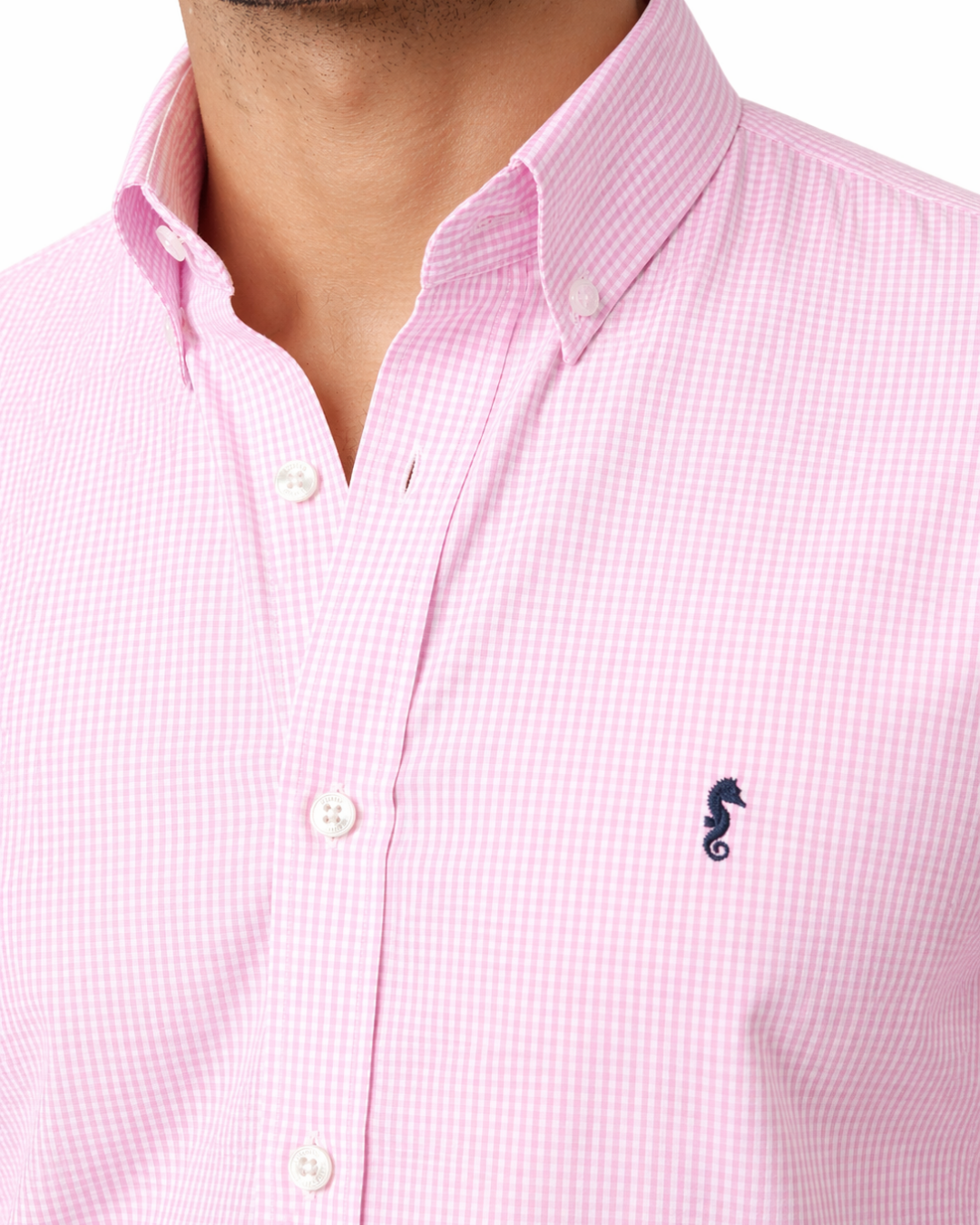 Camisa Manga Larga Cuadros Rosada