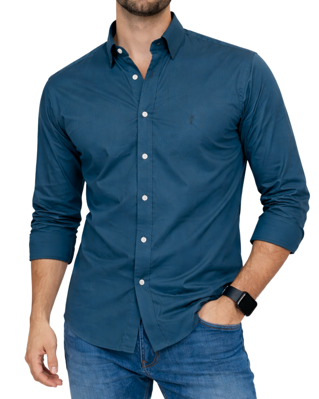 Camisa Berlin Manga Larga Azul Profundo