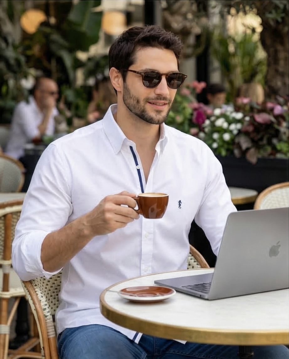Camisa Berlin Manga Larga Blanca