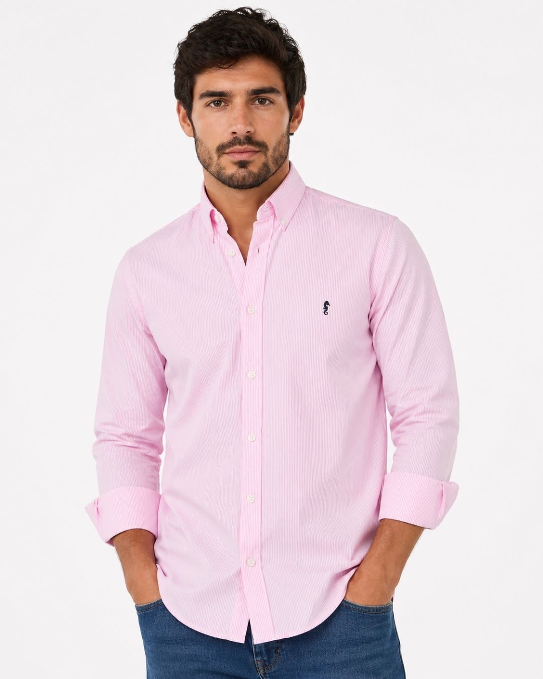 Camisa Manga Larga Rayas Rosadas