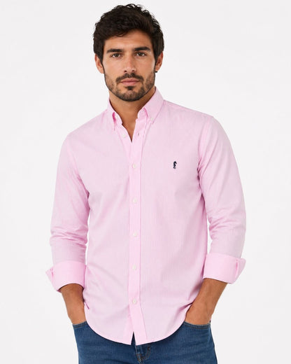 Camisa Manga Larga Rayas Rosadas