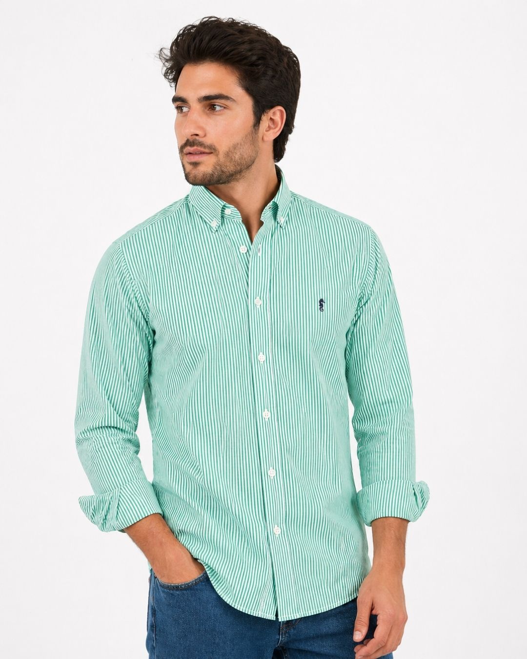 Camisa Manga Larga Rayas Verdes