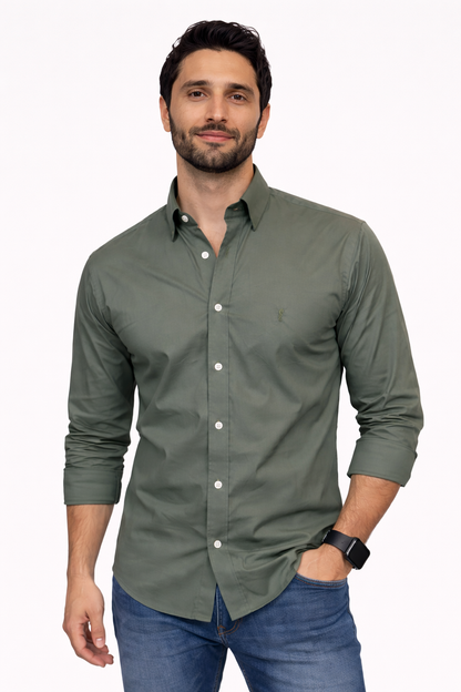 Camisa Berlin Manga Larga Verde Aceituna